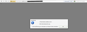 Cross-Site Scripting Lücke bei Adobe Screenshot der Cross Site-Scripting Schwachstelle bei Adobe