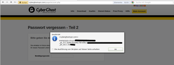Cyberghost.com dritte XSS Aufnahme der dritten XSS Lücke