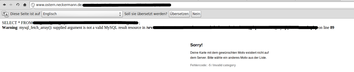 Screenshot der Fehlermeldung, welche durch eine weitere SQL Injection entsteht.