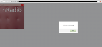 Screenshot des Alert-Fensters, erzeugt durch die zweite Cross Site-Scripting Lücke