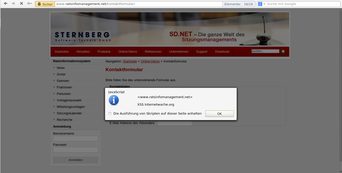 Screenshot der dritten XSS Lücke